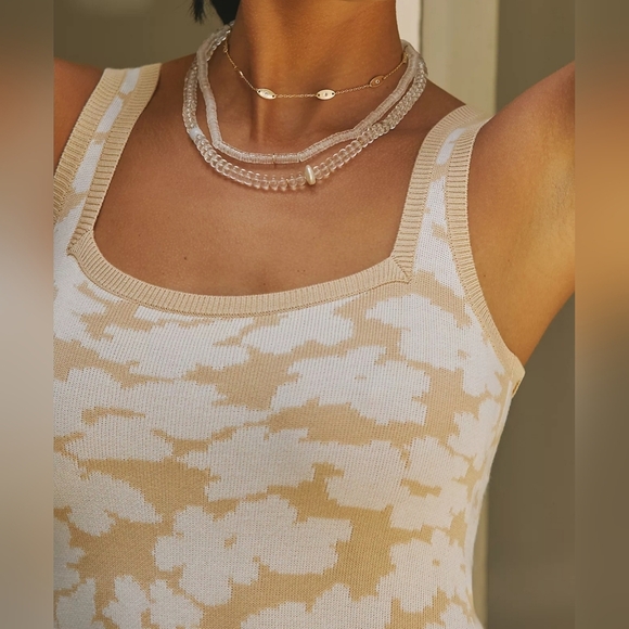 By Anthropologie Maritime Sleeveless Mini Sweater Dress in Neutral Motif, Size L - Picture 4 of 8